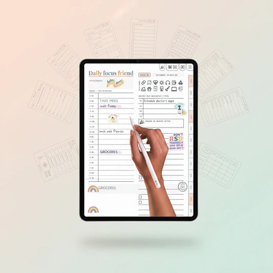 ADHD Digital Planner (Rainbow): Self-Care & Habit Tracker