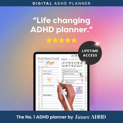 ADHD Digital Planner (Rainbow): Self-Care & Habit Tracker